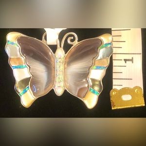 Sajen Handcrafted Sterling Silver Opal Agate Abalone Butterfly Pin & Pendant